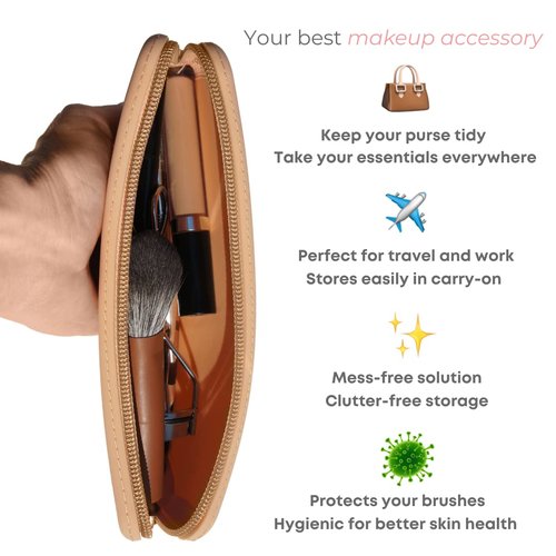 brush bubble silicone makeup brush holder travel case- A storage & makeup bag organizer for brush sets & makeup tools to protect make up accessories & bag, Pink (7.8 * 3.15 * 1")