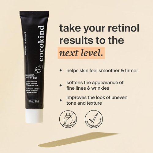 Cocokind Advanced Retinol Gel 0.5% - Smooth Fine Lines & Uneven Texture | Aloe & Cica, 1 fl oz