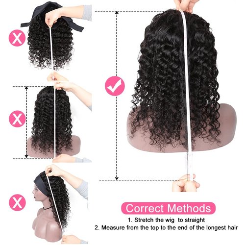 Celiarita Deep Wave Headband Wig Human Hair 12inch None Lace Front Wigs Brazilian Virgin Hair Machine Made Wigs Glueless Deep Curly Wave Headband Half Wigs for Black Women Human Hair Natural Color