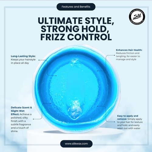 SLIK Aqua Wax Hair Styling Wax - Strong Hold & Frizz Control - Easy Wash Out for All Ages (140g / 4.9oz)