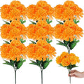 Artificial Marigold Flowers Bulk 8 Pack Halloween Day of the Dead Decorations - Orange