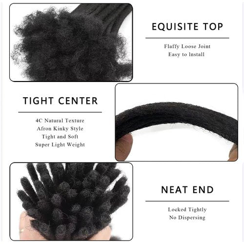6 Inch 30 Strands Loc Extensions Human Hair 100% Handmade Permanent Dreadlock Extensions for Women Men Can Be Curled and Bleached Loc Extension with Needle(width 0.6cm natrual color)