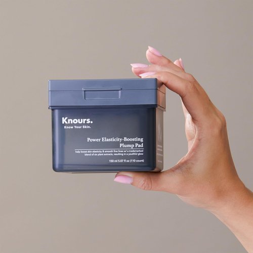 Knours Plump Pad | Natural Plant | Smooth Lines, Firming, Elasticity | Collagen Support | 2-in-1 Toner Pad + Face Mask | Holy Basil | Power Elasticity-Boosting | All Skin | 110 Count | 185ml/6.25oz