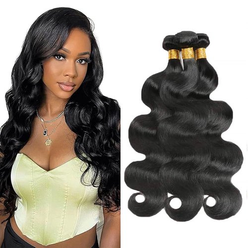 Body Wave Human Hair Bundles 18 20 22 Inch 1B Color Natural Black Bundles Human Hair 12A Unprocessed Native Virgin Hair 100/PC 3 Extensions Wet and Wavy Human Hair Extensions for Women