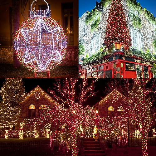 Long 328ft LED Christmas String Lights with Remote Control & 8 Modes - Waterproof Outdoor Fairy Lights, Red & Green Variation