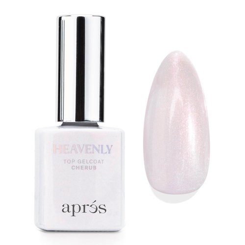 Apres Heavenly Top Gelcoat, 15 ml Non-Wipe Nail Gel Polish Top Coat, Shimmery Long Lasting Topcoat (Cherub, 15 ml)