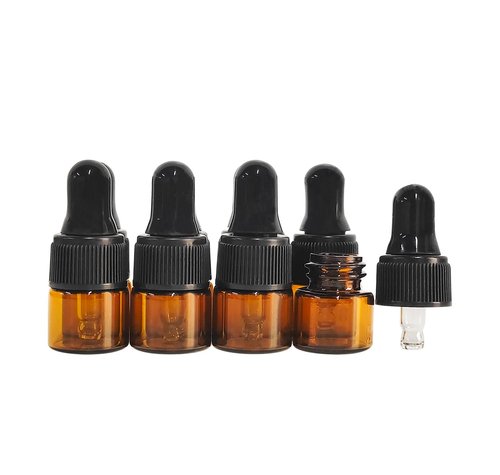 AGENIZ 50pcs Amber Glass Mini Essential Oil Dropper Bottles with Glass Eye Dropper for Travel Sample Vials
