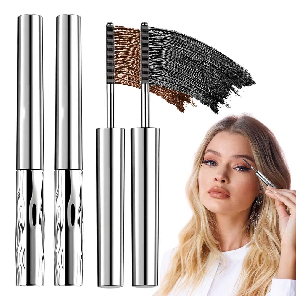 Steel Tube Metal Wand Mascara - Waterproof Tubular Formula for Long-Lasting, Smudge-Proof Lashes (Black + Brown)