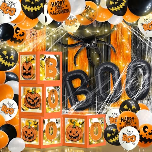 Halloween Birthday Party Decorations Set with Banner Balloons & Webs