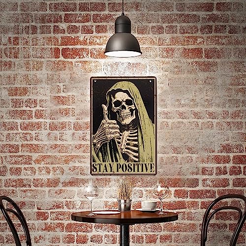 Stay Positive Metal Sign Wall Art - 12×8 Inches Aluminum Retro Decor