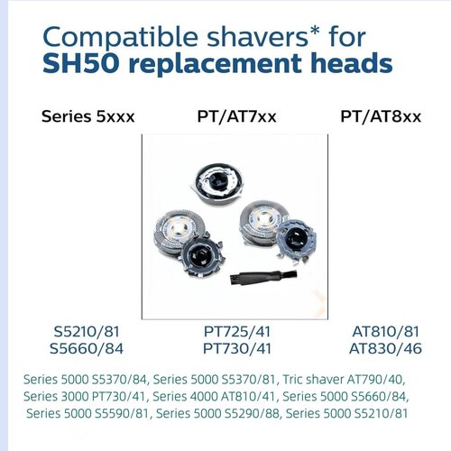 Philips Norelco SH50/52 Replacement Heads - Upgraded Blades for Series 5000 Electric Razors | 3 Pack