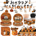 Halloween Party Supplies Dinnerware Set - Plates Cups Napkins & Cutlery for 20 Guests - Halloween Plate Variation