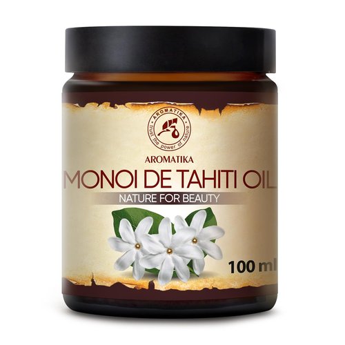 AROMATIKA Monoi de Tahiti Carrier Oil - Pure Cold Pressed Coconut Oil for Face & Body Care - 3.4 Fl Oz
