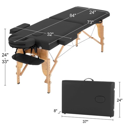 FDW Massage Bed Portable Massage Table 24 inch Wide Lash Bed 2 Folding Height Adjustable Spa Tables Foldable with Non-Woven Bag for Spa Footmassage Facial CareSpa Tattoo