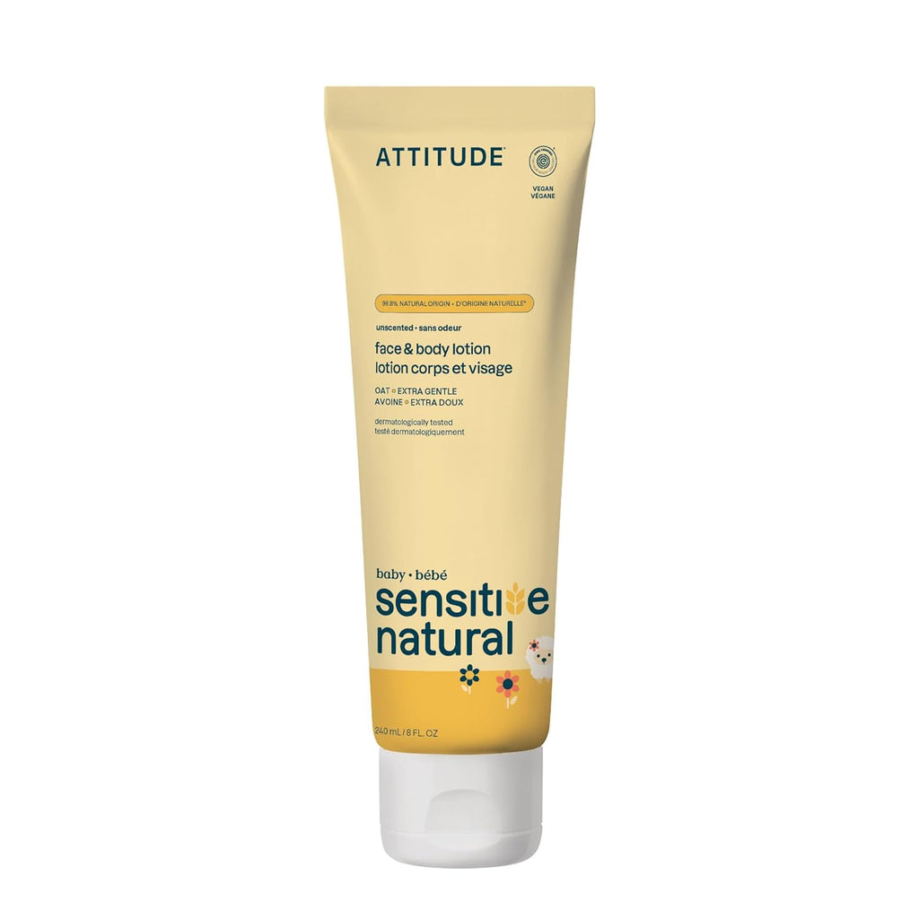 ATTITUDE Baby Lotion - EWG Verified, Unscented Formula for Sensitive Skin | 8 Fl Oz, Vegan & Plant-Based