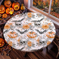 Halloween Fitted Round Tablecloth for 46-50 Inch Tables - Pumpkin Head Design, 52 Inch