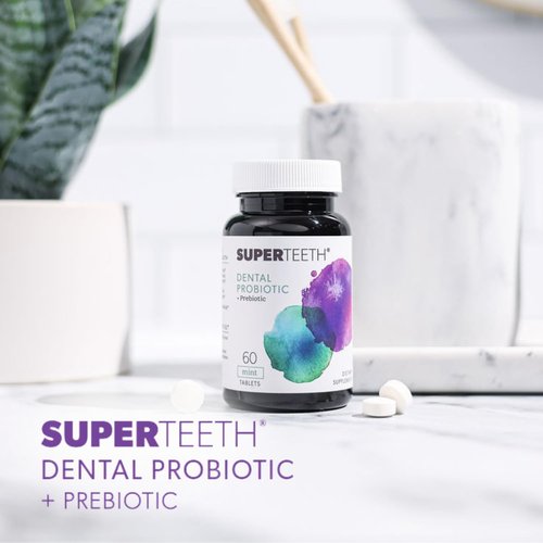 SUPER TEETH Oral Probiotic for Kids & Adults | 60 Mint Lactobacillus Reuteri Chewable Tablets | Freshens Bad Breath & Fights Cavities with BLIS M18 | Dental Probiotic to Support Oral Health