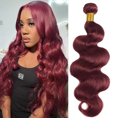99J Burgundy Human Hair Bundles Body Wave 22 Inch 12A Wine Red Double Weft Brazilian Bundles Human Hair Extensions 1 Pack