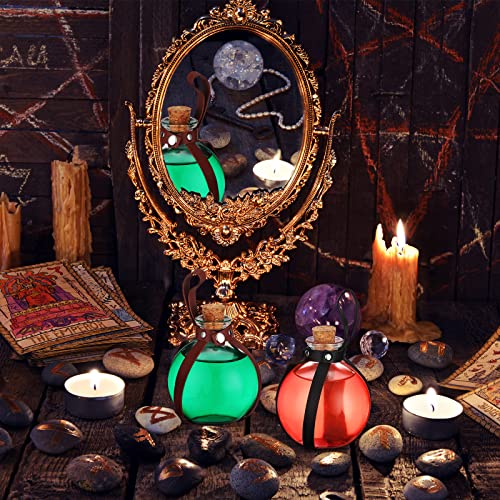 Halloween Potion Bottles with Leather Belt - 2 Pack Witch Costume Props
