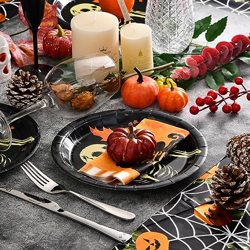 Halloween Paper Plates 30 Pack - Skeleton Design for Party Tableware