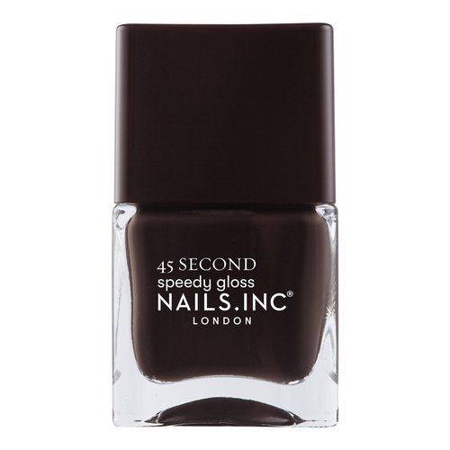 Nails Inc 45 Second Speedy Gloss, Chelsea, Dark Brown, Glossy, No Chip, Long Lasting, Quick Dry, Air Dry, Professional Manicures & Pedicures, Fingernails & Toenails, Vegan Nail Polish, 0.47 Fl Oz