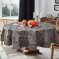 Halloween Creepy Black Spider Oval Tablecloth 60 x 84 Inches - Web & Star Design with Flannel Backing - Perfect for Parties & Dining