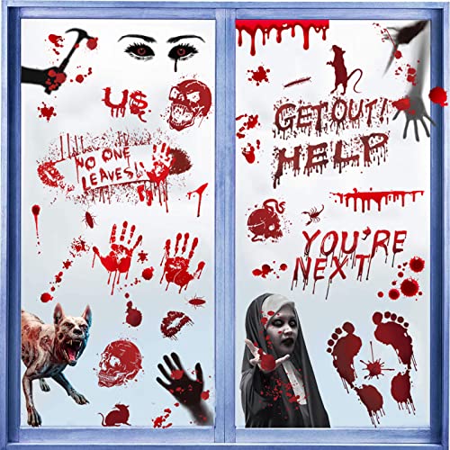 Halloween Bloody Handprint Window Clings - Spooky Party Decorations