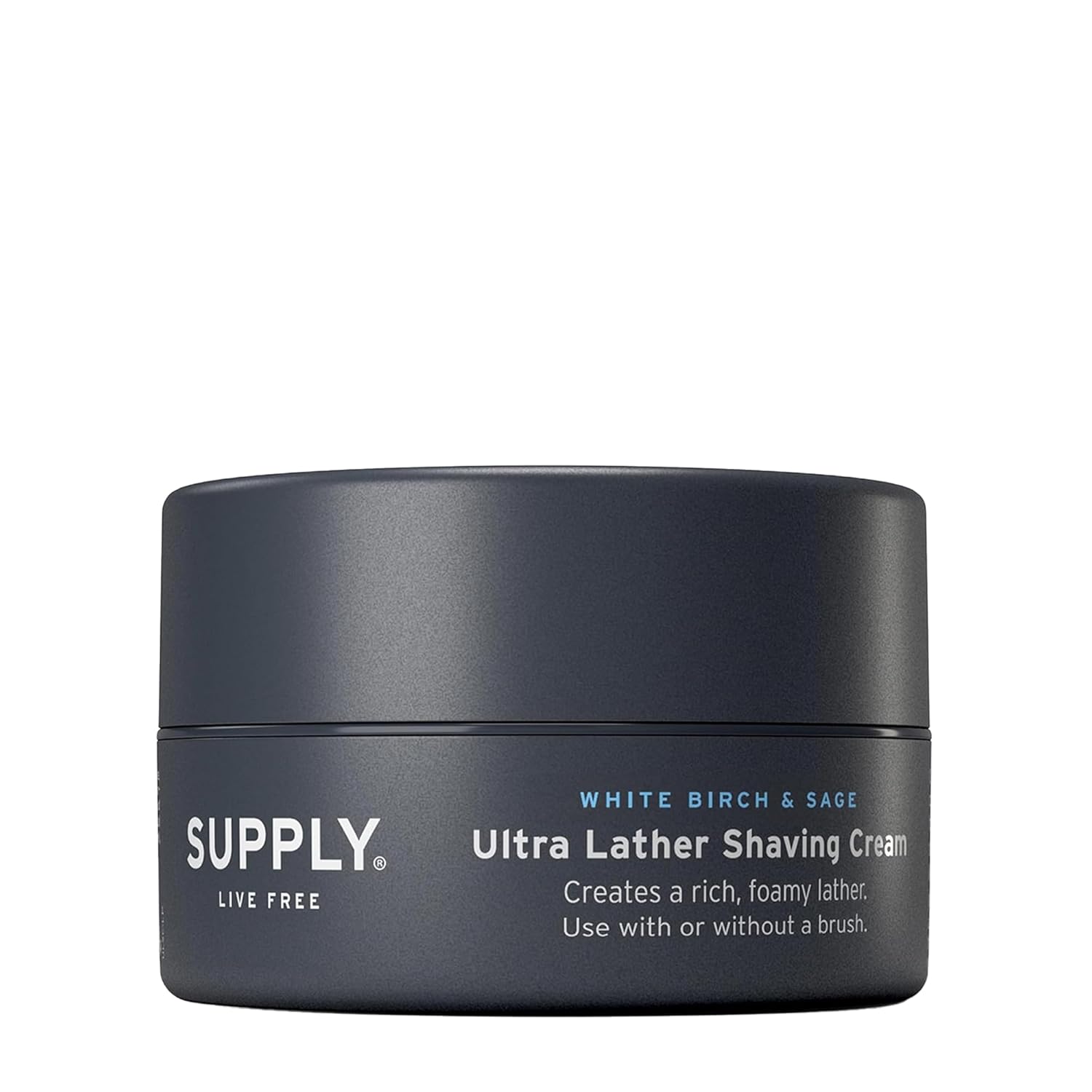 SUPPLY Ultra Lather Shaving Cream for Men - Rich Cushion for Smoother Shave - 3.4 oz White Birch & Sage