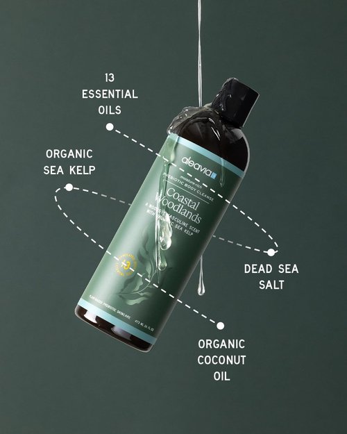 Aleavia Men's Body Cleanse - Organic Prebiotic Body Wash with 13 Essential Oils | Woodsy Scent - 16 Oz.