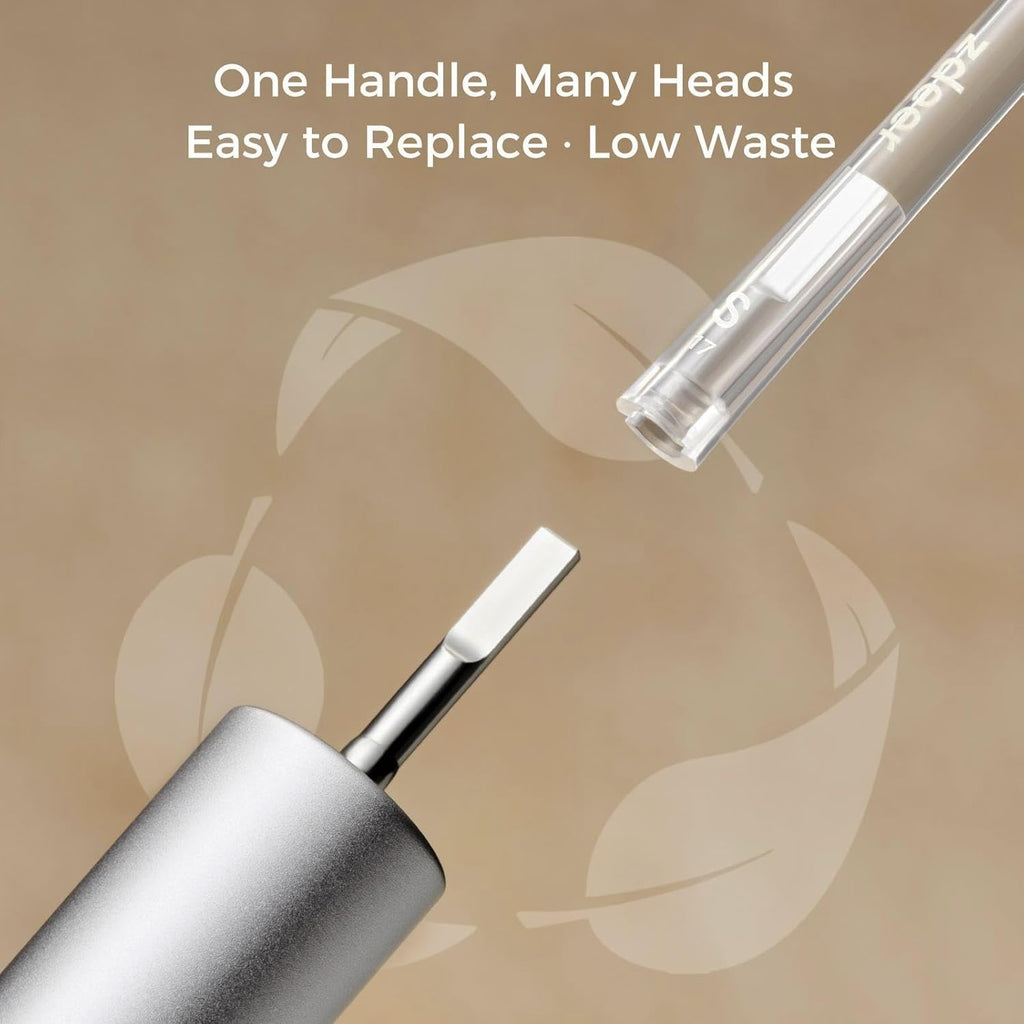 ZDEER Ultra Soft Bristle Toothbrush - Gentle Care for Sensitive Gums | Aluminum Alloy Handle, 11 Replaceable Heads