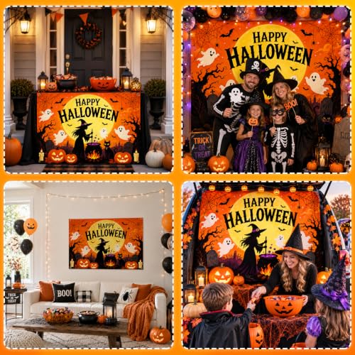 Halloween Car Trunk Decorations Kit - Witch Theme, Backdrop Banner for SUV Truck