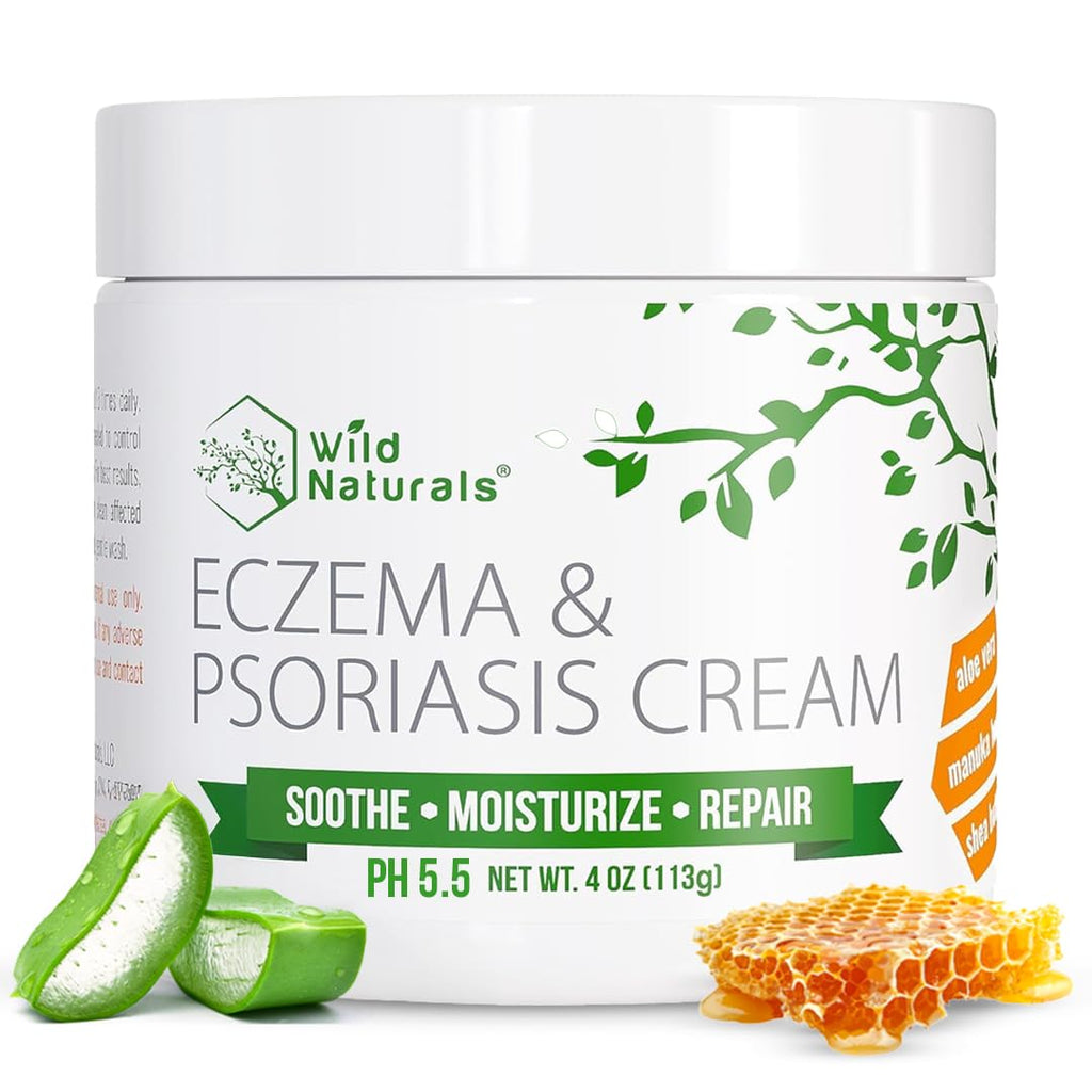 Wild Naturals Eczema & Psoriasis Cream - Soothing Relief for Dry, Itchy Skin | Moisturizing with Manuka Honey