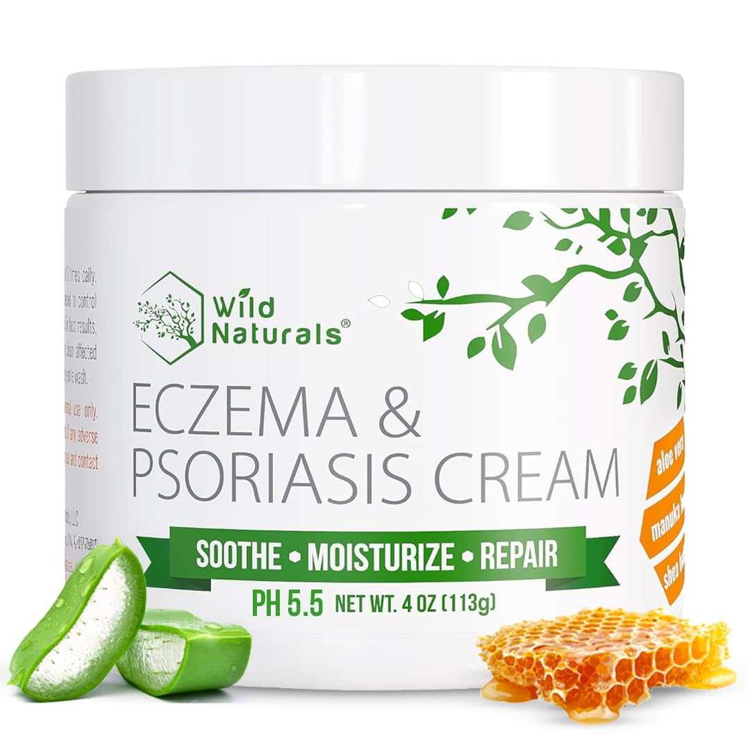 Wild Naturals Eczema & Psoriasis Cream - Soothing Relief for Dry, Itchy Skin | Moisturizing with Manuka Honey