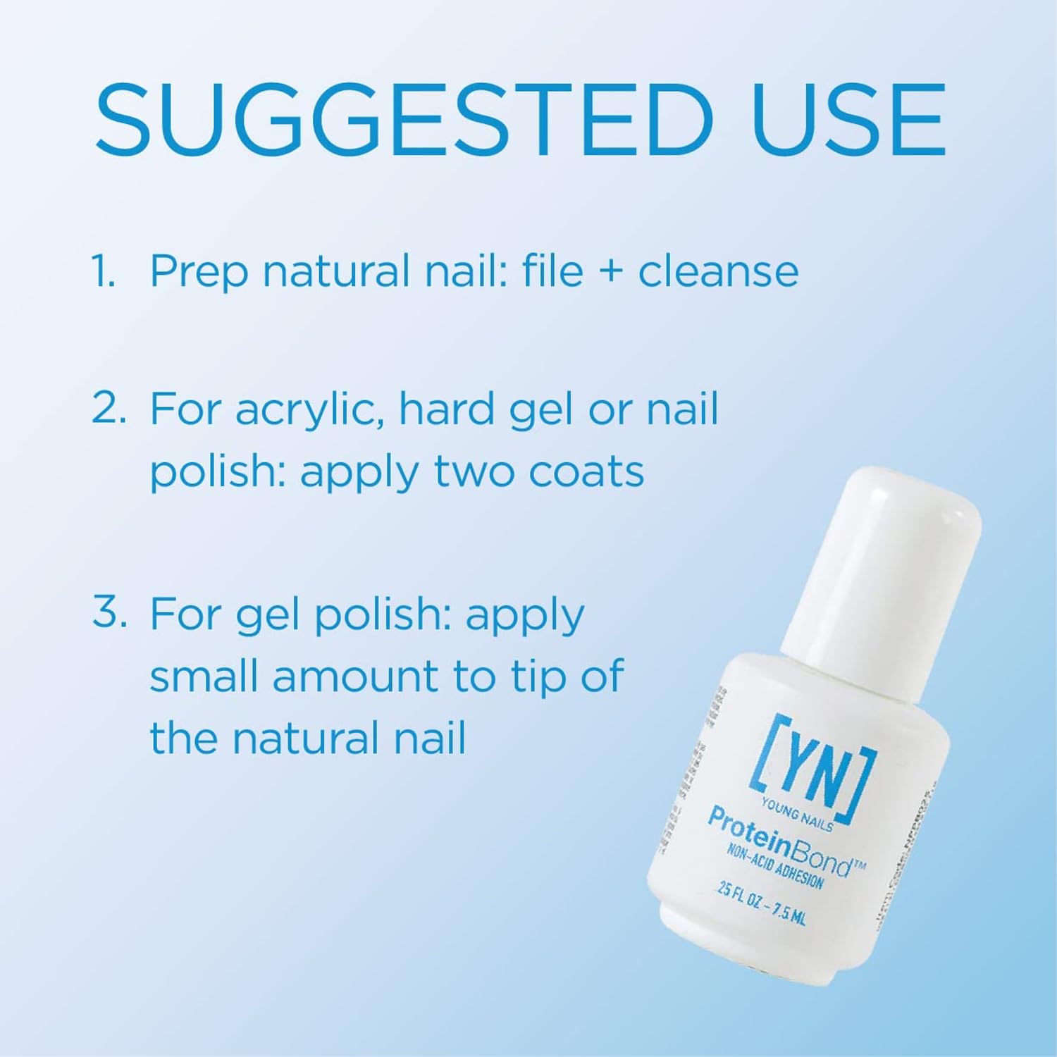 Young Nails Protein Bond - Non-Acidic Nail Primer, Enhanced Adhesion for Gel Polish & Acrylic, Nail Dehydrator, PH Bonder for Gel Nails, 0.5 oz