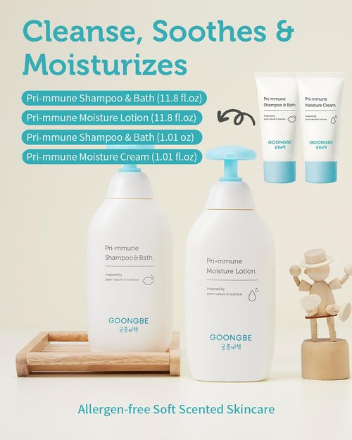 GOONGBE Baby Skin Care Gift Set - Nourishing Korean Skincare & Bath Essentials - 4 Hydrating Items