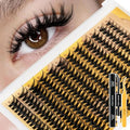 Anime Lash Clusters Kit - 240 Wispy False Eyelash Extensions with Glue & Tweezers (1 Pack)