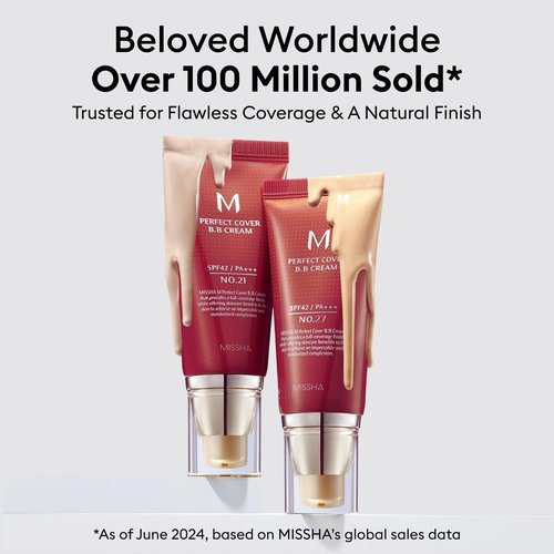 MISSHA M Perfect Cover BB Cream No.25 - Medium Warm Beige Tinted Moisturizer with SPF 42 | 1.69 Fl Oz
