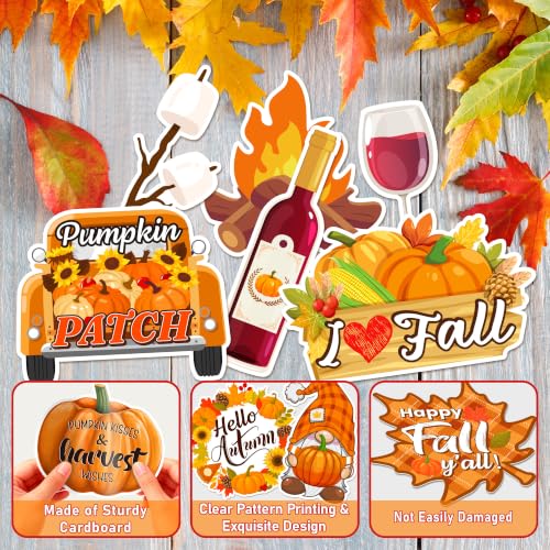 Fall Photo Booth Props Set with Pumpkin Frame - Thanksgiving Decor, 39 Pieces