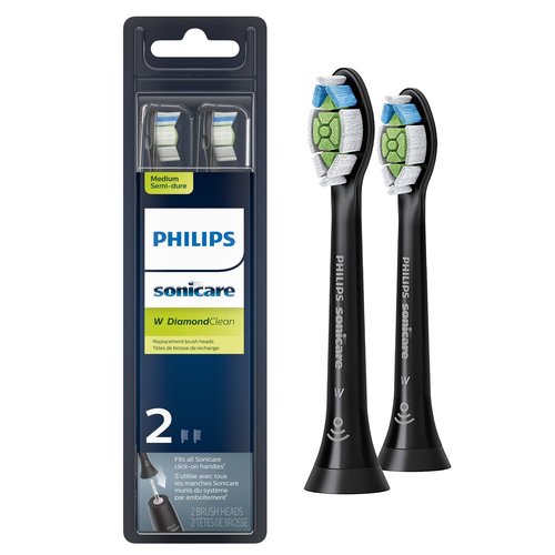 Philips Sonicare A3 Premium Replacement Toothbrush Heads - 2 Pack | Compatible with DiamondClean, Black