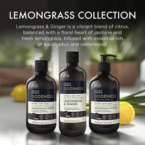 Baylis & Harding Goodness Lemongrass & Ginger Bubble Bath - Biodegradable & Vegan Friendly | 16.9 fl. oz (Pack of 3)