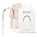 Boka Tongue Scraper - Stainless Steel Tongue Cleaner with Travel Pouch | Freshens Breath for Adults & Kids
