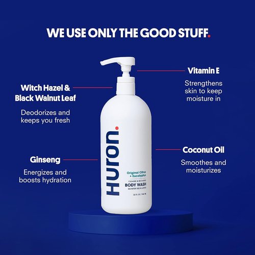 Huron Shower Kit - Hydrating Shampoo, Conditioner & Body Wash Set | Citrus & Eucalyptus Scent, 30.3 fl oz (Pack of 3)
