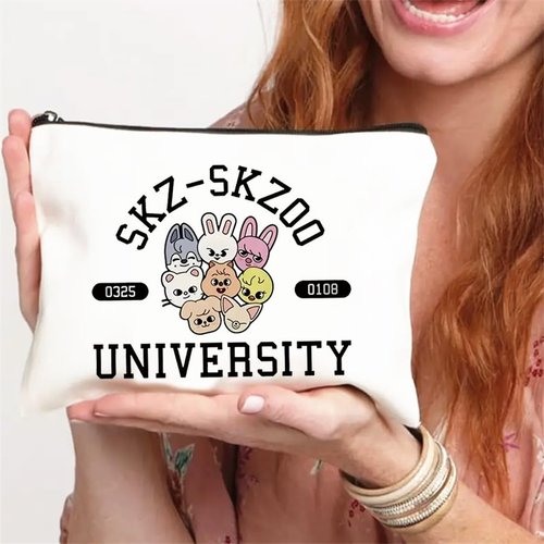 MONNYCAR Stay Fandom University Makeup Bag - SKZ K-POP Group Gift for Fans - STAY Character Cosmetic Bag - K-POP Fans Gift - Double-sided Printing (2PCS)