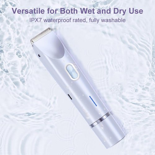 ANFOOS Women's Electric Shaver Bikini Trimmer for Women Razors 2-in-1 Dual Head Design IPX7 Waterproof Wet & Dry Use Body Groomer Hair Trimmer Remover for Facial Underarm Arm Face Leg Bikini (Blue)