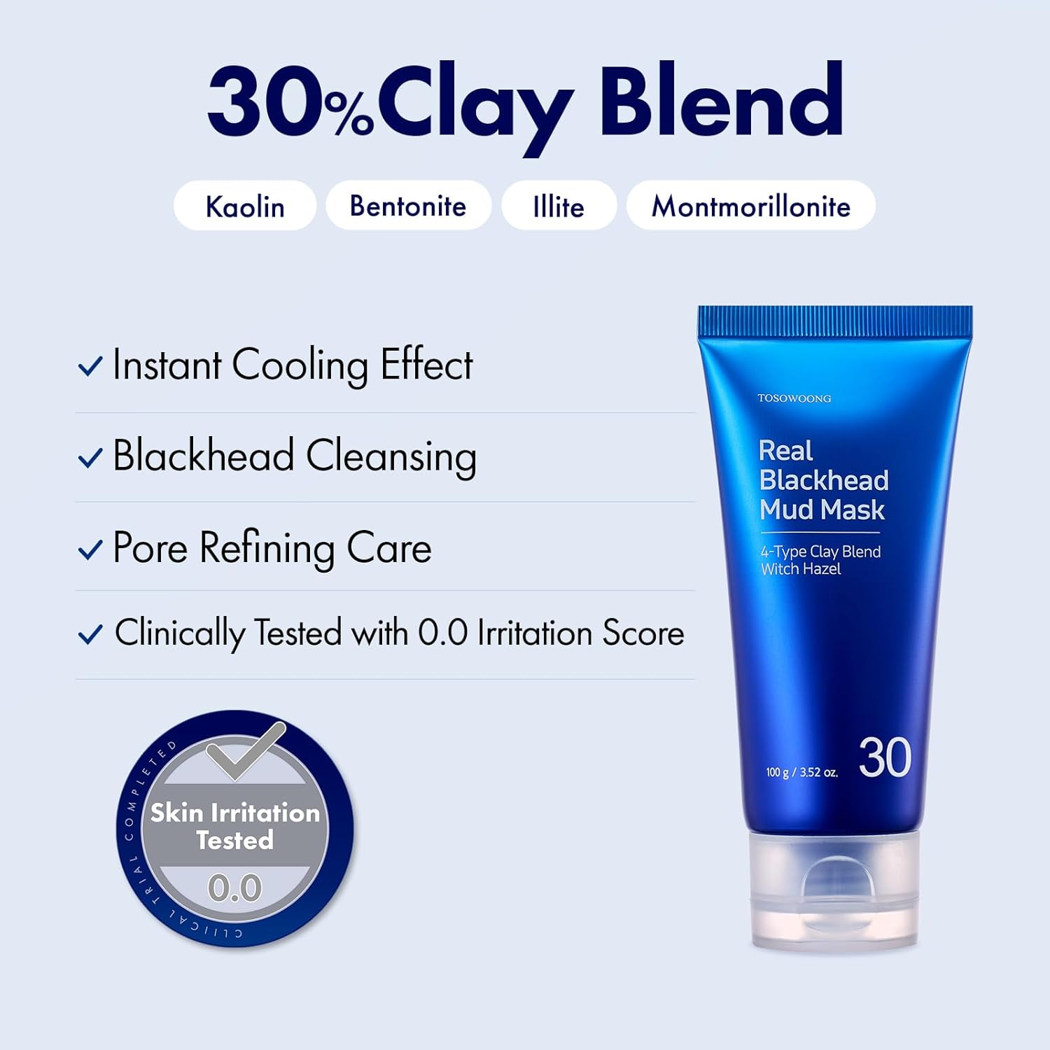 TOSOWOONG Real Blackhead Mud Mask - Pore-Purifying Clay for Deep Cleaning & Oil Control | 100g / 3.52oz