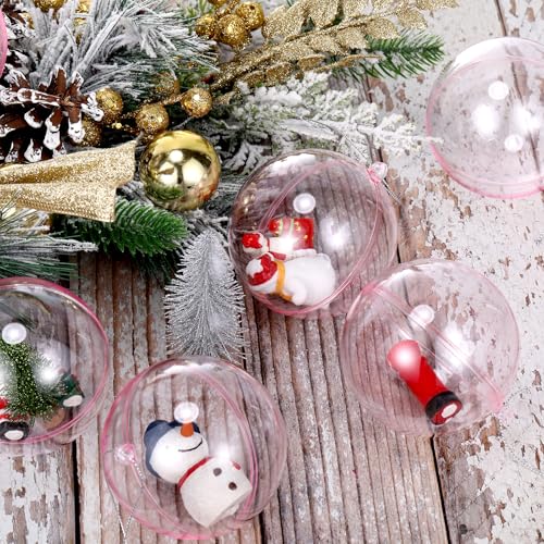 Pink Fillable Plastic Christmas Ornaments Set - 36 Pieces, 80mm/3.15 Inch