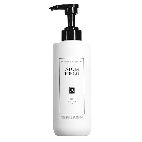Atom Fresh Body Wash - Sulfate Free Moisturizing Shower Gel for Sensitive Skin | Rose Fressia Oud Scent, 16.2 oz