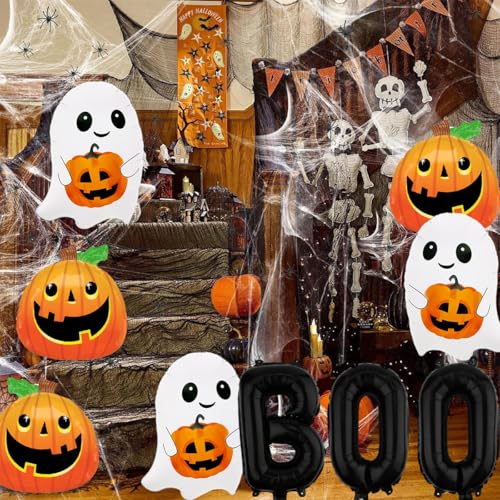 Halloween Balloons Set - Ghost & Pumpkin Foil Balloons for Party Decorations