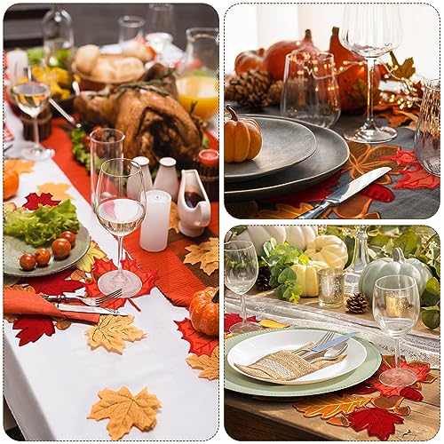 Thanksgiving Maple Leaf Placemats & Coaster Set - Fall Decor, 11x17 Inches