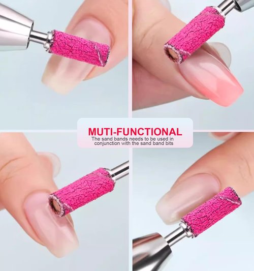 200Pcs Mini Nail Drill Bits Small Sanding Bands for Nail Drill with 3 mm Mandrel Bit, 80 120 180 240 Fine Grit Nail File for Acrylic Nails Gel Manicures and Pedicure (200pcs)